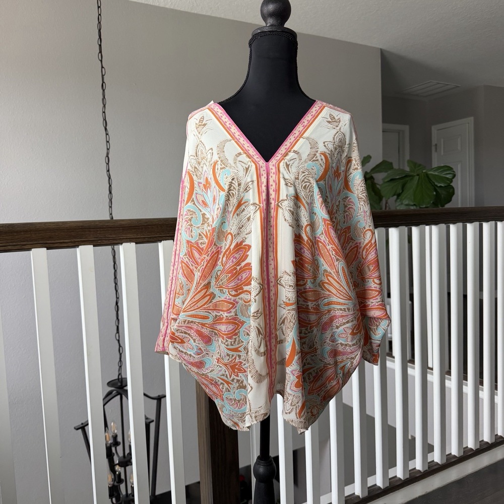 Rose + Olive NWT Boho Handkerchief Asymmetric Dolman Sleeve Blouse Top Medium